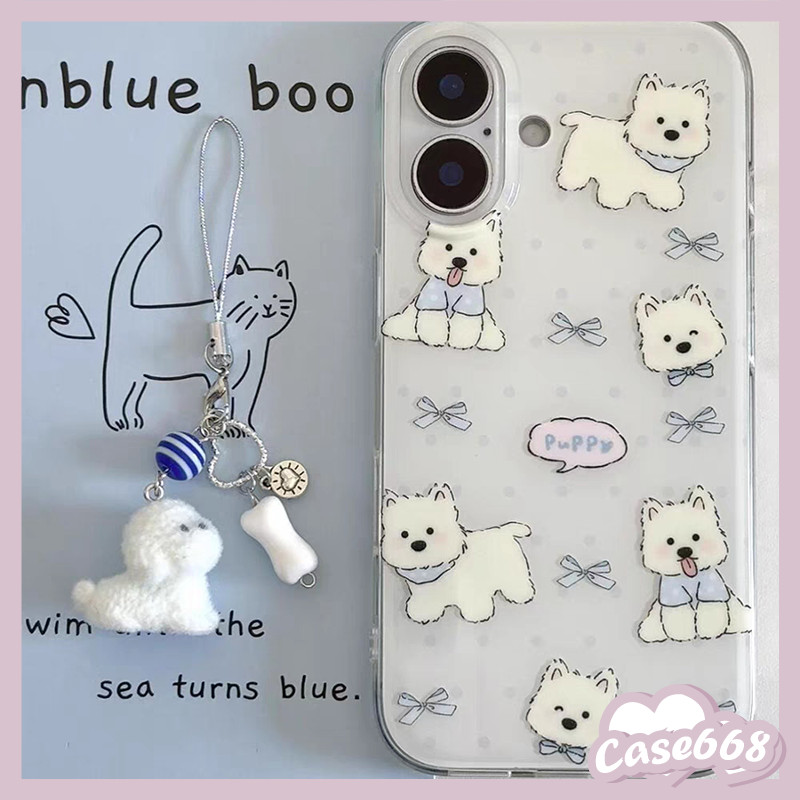 เคสไอโฟน15 16 สำหรับ iPhone 11 16 13 15 12 14 Pro Max 14 15 16 Plus 16 15 14 13 Pro ลูกสุนัขที่น่ารักสร้อยข้อมือนุ่ม