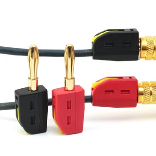 4MM Banana Plug 32A 320V High Current Quick-Connect, PA6 Nylon & Brass Audio Connector สําหรับลําโพง/Amplifier, V0 สารหน่วงไฟ, สีดําและสีแดง