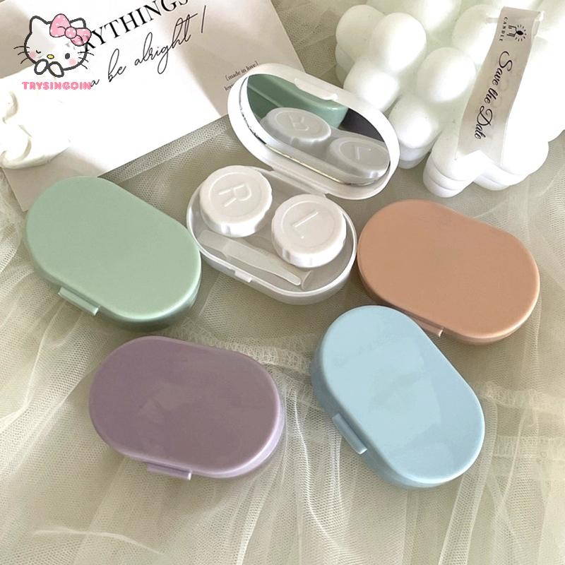 [strysingoin] 1 กล่องคอนแทคเลนส์ Simple Beauty นักเรียนกล่องเก็บผู้หญิง Travel เครื่องสําอางเลนส์คอน