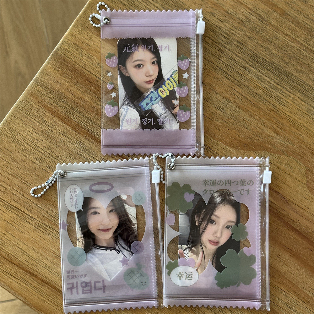 Ins Strawberry Four-Leaf Clover 10 ซม.การ์ดขนาดเล็กกระเป๋าซิปPolaroid Bar Candy Bag Grain Display Card Holderจี้ - รูปที่ 6