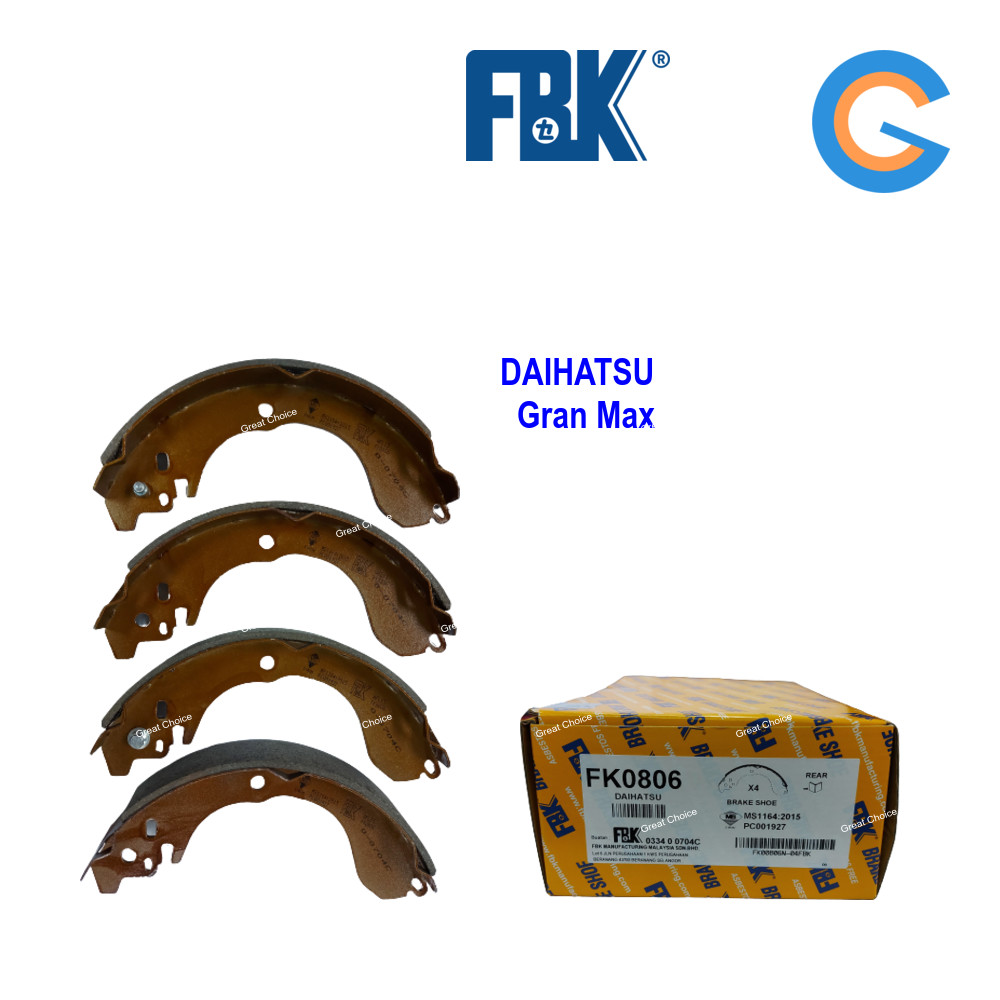FBK DAIHATSU Gran Max ผ้าเบรคหลัง (Belakang) รองเท้าเบรก Kasut FK0806