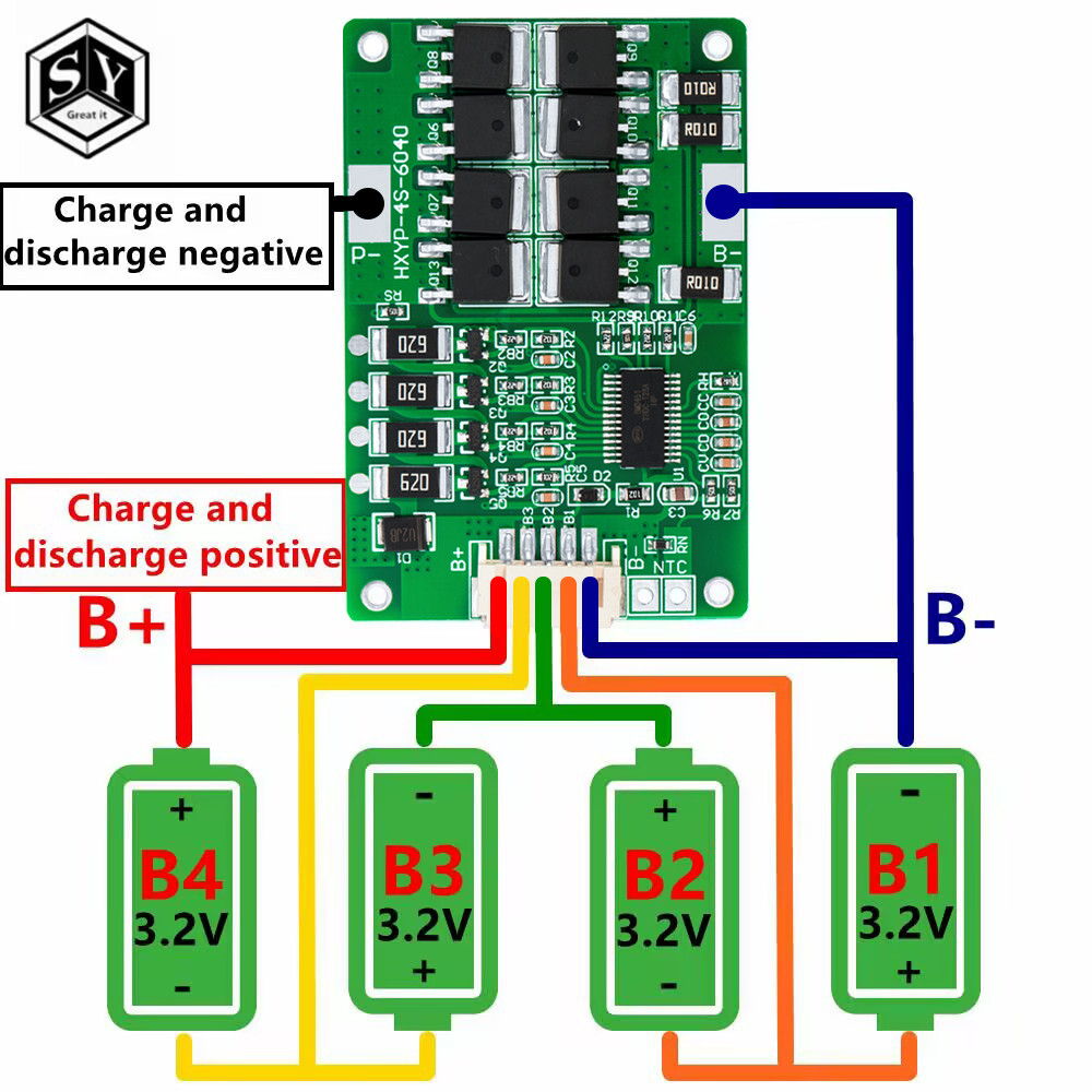 4S 20A 12.8V 14.4V 32650 32700 Lifepo4 แบตเตอรี่ Balanced BMS สําหรับเรือไฟฟ้าแหล่งจ่ายไฟอย่างต่อเนื
