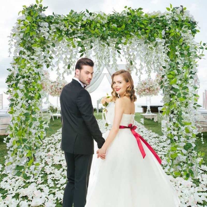 ดอกวิสทีเรียเทียม 110 ซม. ชนิดแขวน ดอกไม้ปลอม สำหรับซุ้มแต่งงาน งานปาร์ตี้ คริสต์มาส ตกแต่งบ้าน - รูปที่ 2