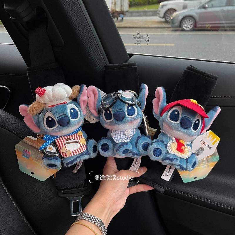 Cute Stitch Car Interior Decoration Ins Style New Car Stitch Safety Belt Shoulder Pad Doll Decoration pJW9