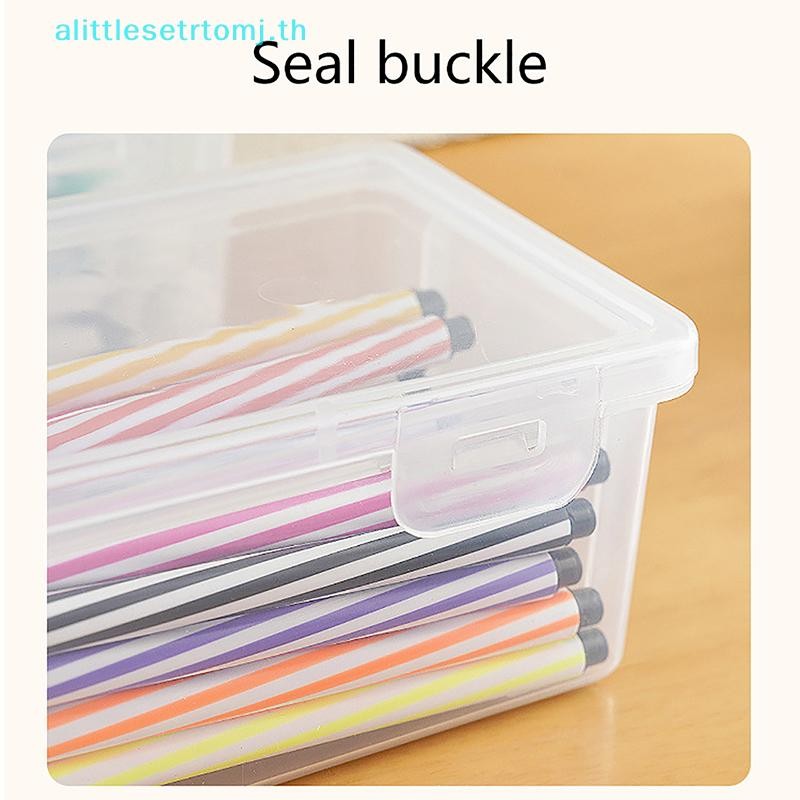 Alittlese 1ชิ้นความจุขนาดใหญ่พิเศษกล่องดินสอพลาสติกวางซ้อนกันได้โปร่งแสงใสกล่องดินสออุปกรณ์สํานักงานจัดเก็บกล่อง ไทย - รูปที่ 3