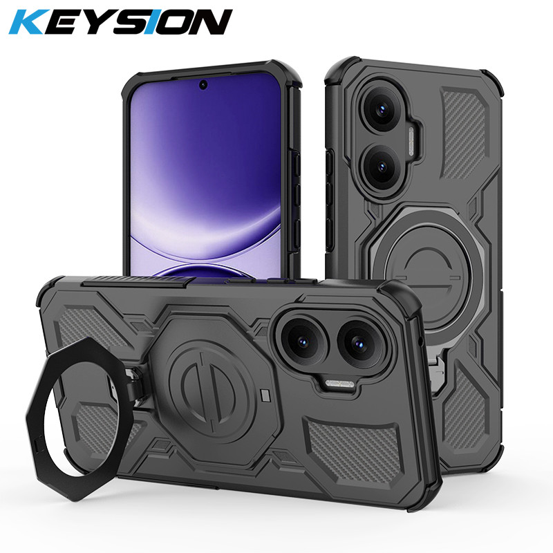 KEYSION เคสแม่เหล็กกันกระแทกสําหรับ Xiaomi POCO F7 X7 Pro Upright Live แหวนโลหะขาตั้งโทรศัพท์ฝาหลังสําหรับ Redmi Turbo 4 Pro