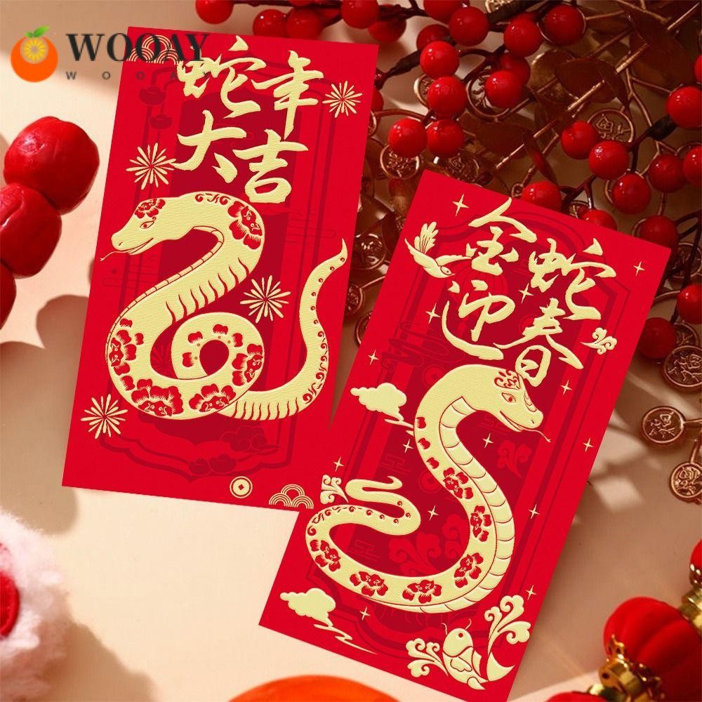 Wedgw 12 ชิ้นซองจดหมายสีแดงจีน, การ์ตูนงูความจุขนาดใหญ่แพ็คเก็ตซองจดหมาย, กระดาษโชคถุงเงินตรุษจีน