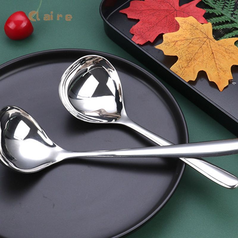 COD ช้อนซุปสแตนเลสในครัวเรือนช้อนหัวใหญ่ช้อนกลางสแตนเลส 304 ของใช้ในครัว ส้อมสวยๆ ยาว กลางใหญ่ Claire - รูปที่ 4