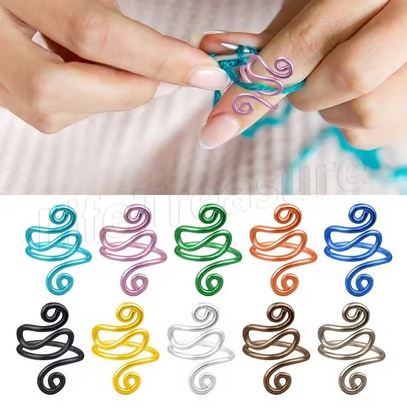 [ ใหม่ ]แหวนโครเชต์ถักแบบปรับได้-เส้นด้ายความตึงเครียด Thimbles Winder เครื่องมือ - ห่วงถักแบบพกพา - คู่มือเส้นด้าย Knittied Finger Faster Holder - โครเชต์ Knitters เครื่องมือ