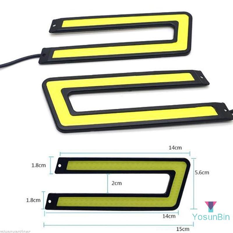 Yosunbin] 1PC U-Shaped 12V LED COB Car Auto DRL ขับรถกลางวันวิ่งโคมไฟไฟตัดหมอกใหม่