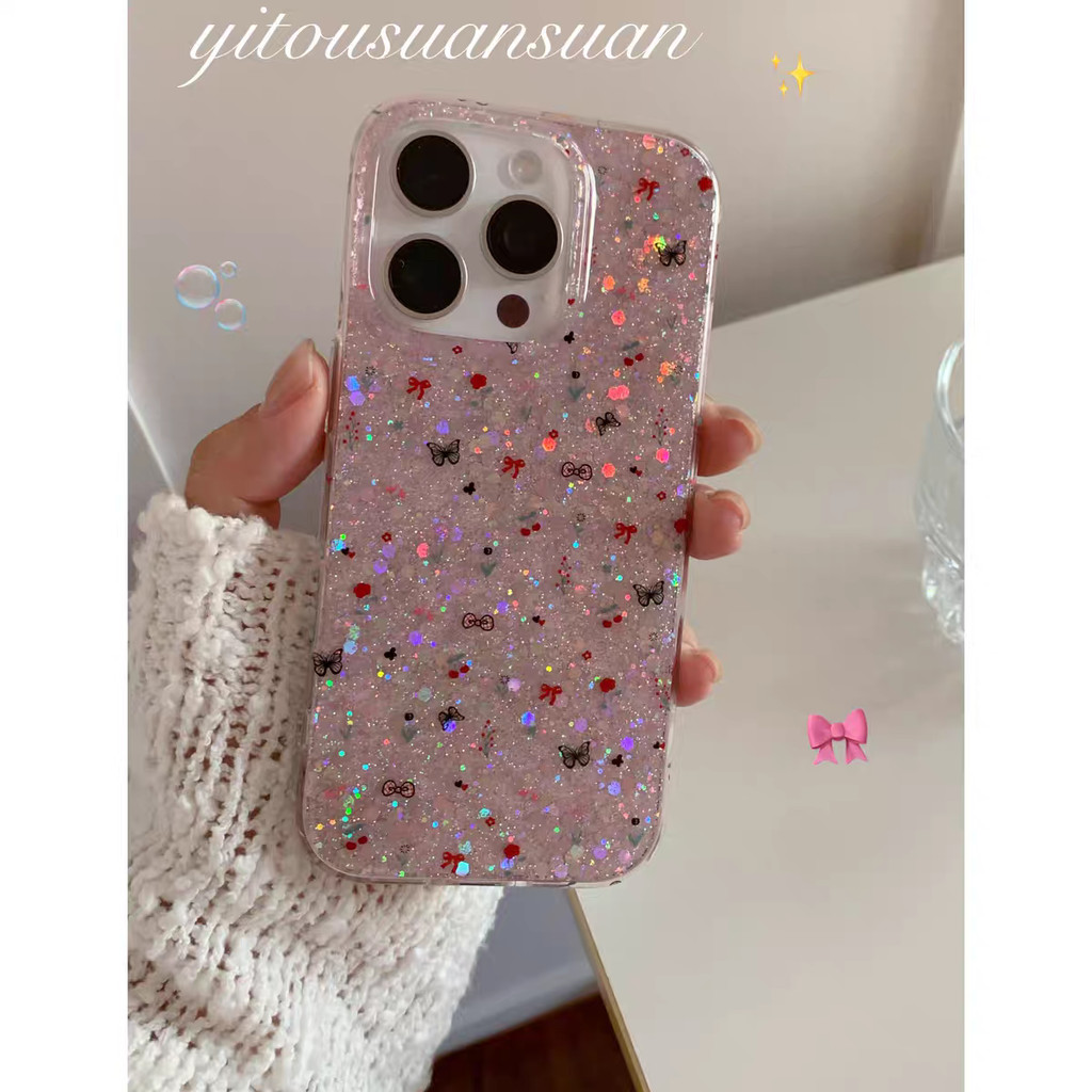 เคสโทรศัพท์โทรศัพท์ผีเสื้อเหมาะสําหรับ Apple 15PROMAX เคสโทรศัพท์สไตล์ใหม่ IPone16/13/12 Glitter 11/