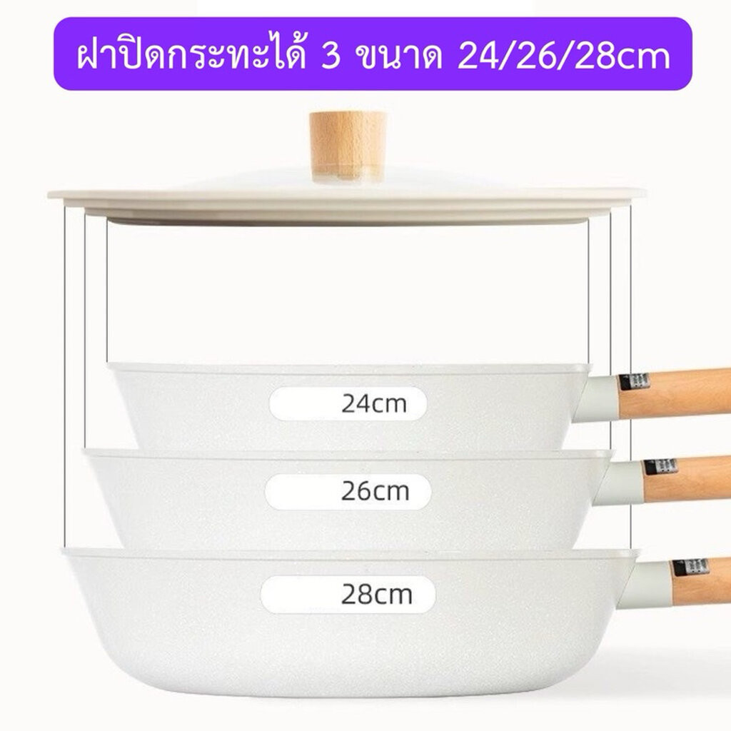 Neoflam / ฝาปิดกระทะ 3in1 ปิดกระทะได้ 3ขนาด 24/26/28cm.