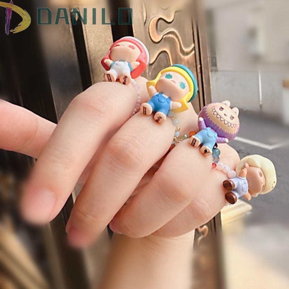 Danilo Pop Bean Ring, Hug Series Dimoo Labubu Ring, แฟชั่น Molly Skullpanda Pino Crybaby Finger Ring