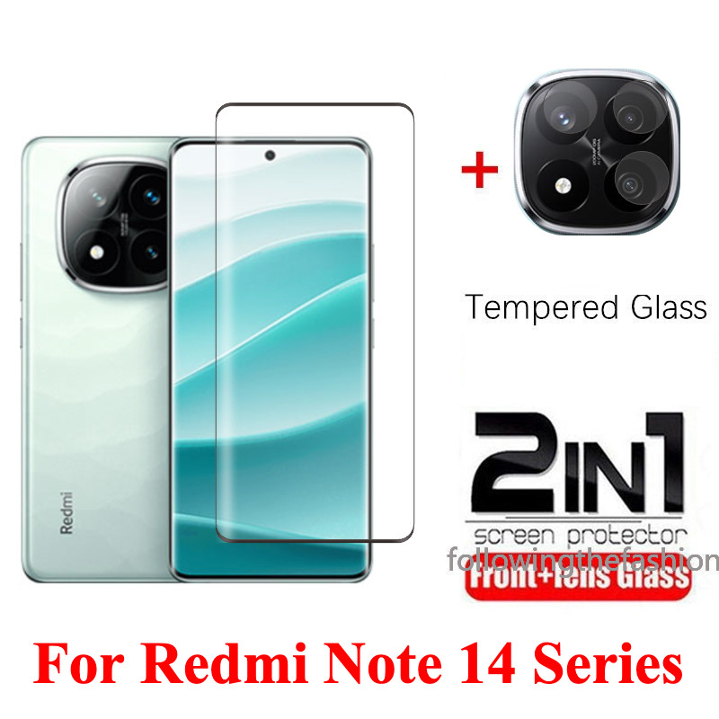 2 in 1 ฟิล์มกระจกนิรภัยสําหรับ Redmi หมายเหตุ 14 Pro 4G Note14 Pro + 5G 2025 Gobal หน้าจอ HD Clear View ฟิล์ม Protector ฟิล์มแก้วกล้องเลนส์ Protector กระจก
