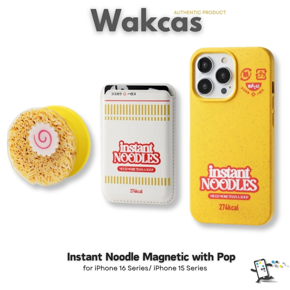 Wakcas Instant Noodle Magnetic with Pop and Pocket Card เคสสำหรับ iPhone 16 Series และ iPhone 15 Series