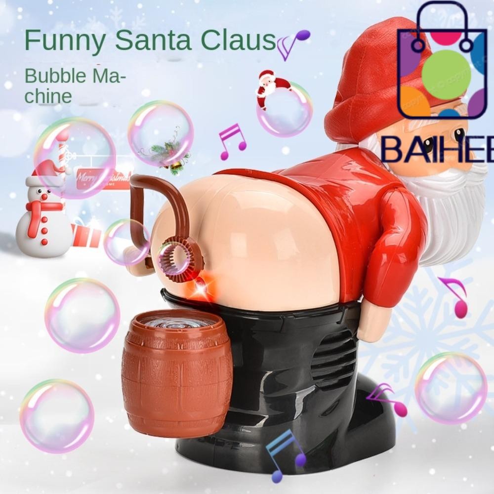 Baihee บับเบิ้ลซานตาคลอส|พร้อมไฟกระพริบ & เพลงตลกของเล่นเล่นตลก,อัตโนมัติผายลมสร้างสรรค์ของขวัญตกแต่งคริสต์มาสเด็กผู้ใหญ่พรรค
