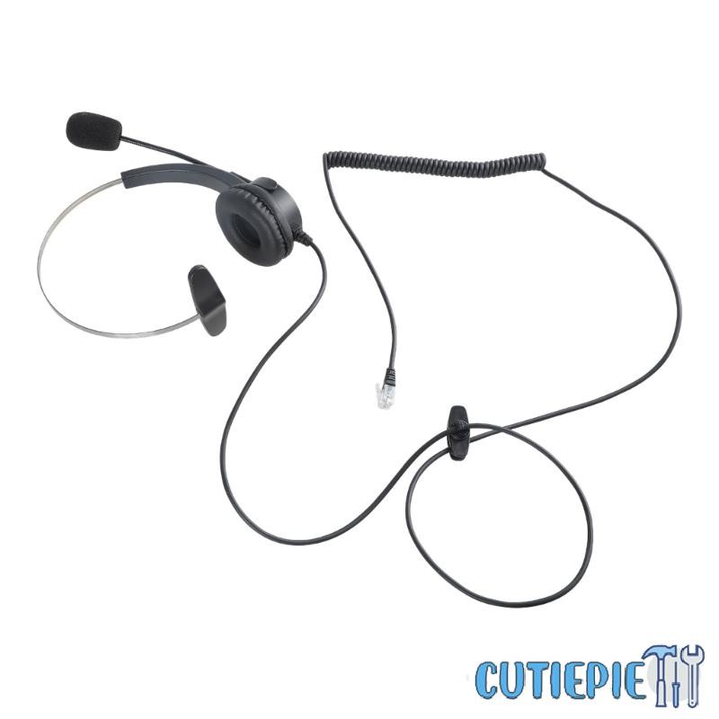 Cutiepie 4-Pin RJ11 Monaural Wired Operator Call Center ชุดหูฟังโทรศัพท์หูฟัง BK