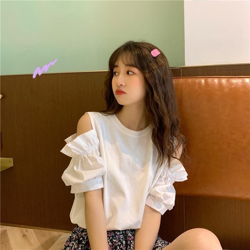 ⭐Fern Shop ฤดูร้อนแขนสั้นด้านบนเสื้อยืดผู้หญิง ราคา ถูกที่สุด ดีลบีเคเค