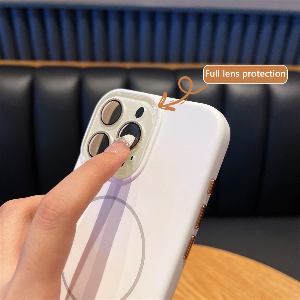 เคสไอโฟนซิลิโคนแม่เหล็ก foriPhone 11 14 15 12 16 Pro Max เคสไอโฟน 13 ชาร์จไร้สาย Case รวมอยู่ด้วยเลนส์กล้อง - รูปที่ 6