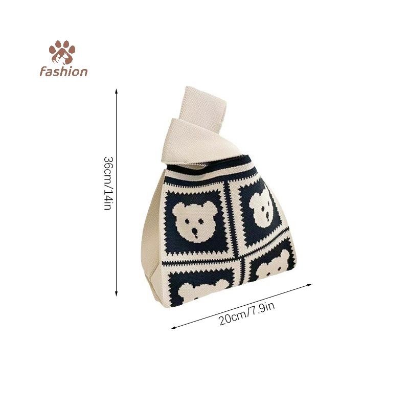 [แฟชั่น] แฟชั่นแฮนด์เมดถักกระเป๋าถือผู้หญิงปมข้อมือกระเป๋าเกาหลีกระเป๋าหิ้วลําลองถุงช้อปปิ้งนํากลับมาใช้ใหม่ {TH} - รูปที่ 3