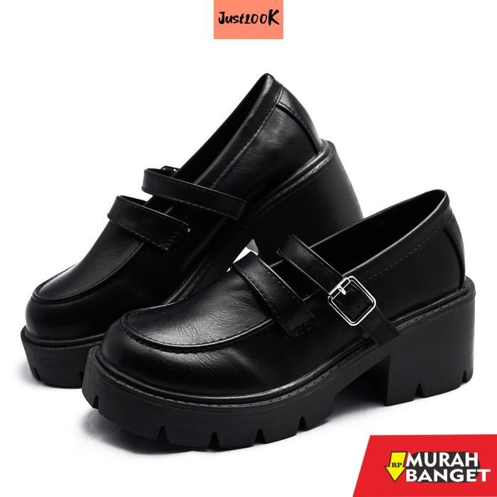 JustLook Seungri Marry Janes Shoes Docmart รองเท้าผ้าใบผู้หญิง รองเท้าแฟชั่นเกาหลี - สีดําด้าน 36