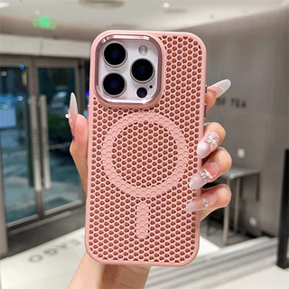 สูง Quaitly กรอบฮาร์ดแวร์สามมิติ Misaligned ทรงกลมตาข่ายรูเคสโทรศัพท์แม่เหล็กสําหรับ IPhone 12 13 14 15 16 Pro Max Slim Cooling ปลอกกันกระแทก PC ฝาหลัง