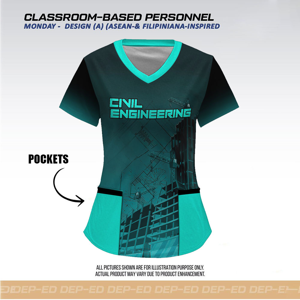 (เพิ่มกระเป๋า)2025 Teacher Uniform Womens Deped Uniform วันอังคารสู่วันพฤหัสบดี (BHW) เสื้อยืด Top