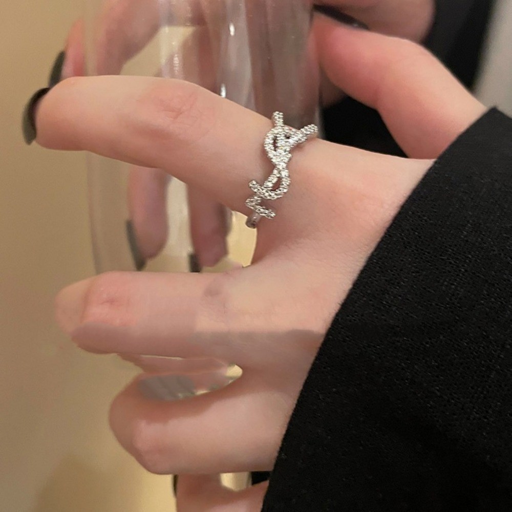 แหวนเปิดเพทาย JOJO COCO Letter สำหรับผู้หญิง สไตล์แฟชั่นน่ารัก - รูปที่ 2