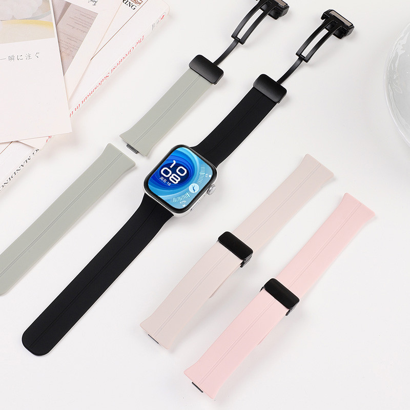 สายรัดแม่เหล็กซิลิโคนสำหรับ for Huawei Watch Fit 4/4 Pro/3 สายพานยางกีฬาสำหรับ for Smartwatch Huawei Fit 3/4/4 Pro