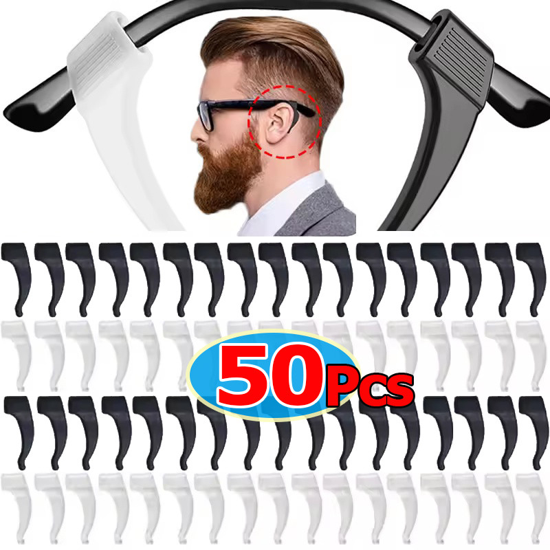 Anti-Slip Eyeglass Ear Grips - Silicone Hooks สำหรับแว่นกีฬา แว่นกันแดดน และแว่นอ่านหนังสือ ขนาด 10/30/50 คู่