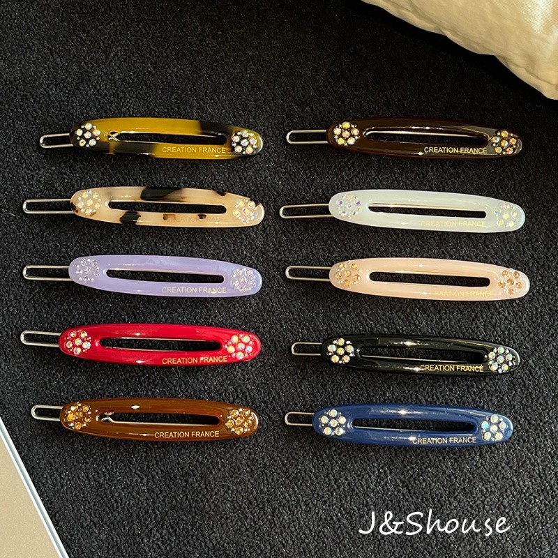 KF1071 สไตล์เกาหลีเรียบง่ายหลายสีอะซิเตทรูปทรง "I" พร้อมกิ๊บติดผม rhinestone สีสันสดใสกิ๊บติดผมผู้หญิงอุปกรณ์เสริม