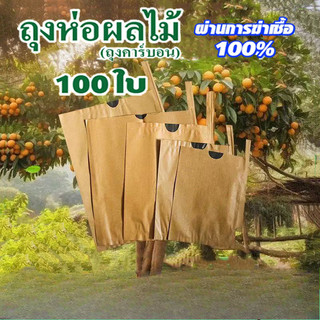 【จัดส่งฟรี】ถุงห่อผลไม้ ถุงห่อฝรั่ง คาร์บอนขนาด 20*25/20*30 ซม 100 ใบ ถุงกระดาษคาร์บอน ใหม่ล่าสุดมี ทนทาน