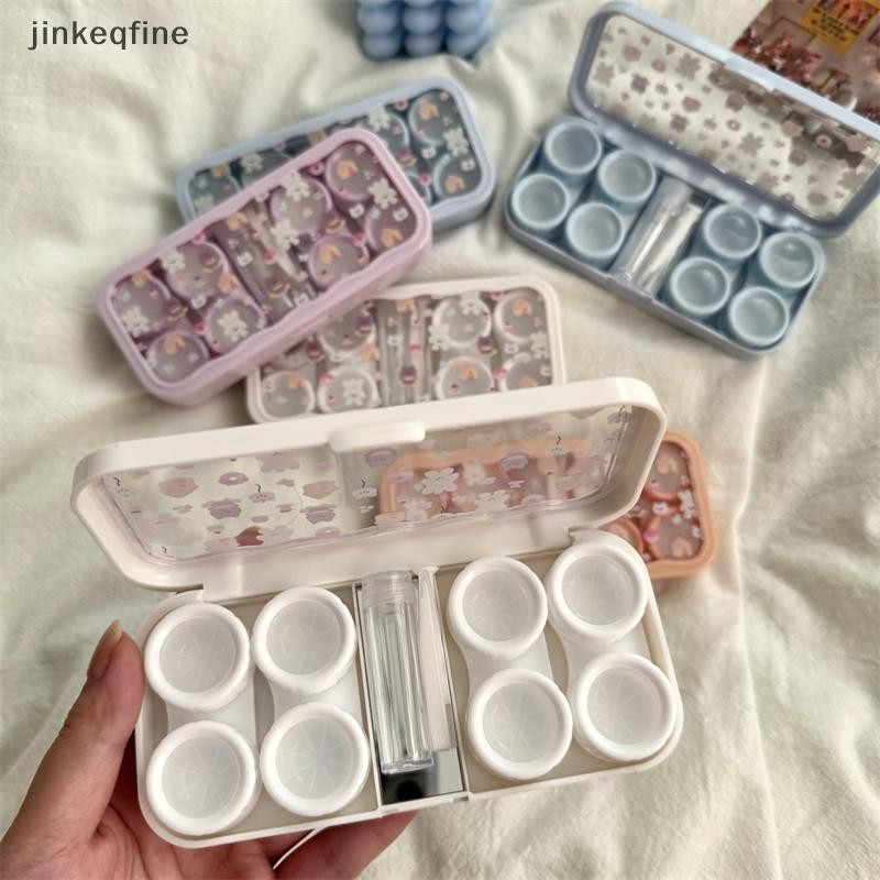 KTH น่ารักแบบพกพาการ์ตูนสุนัขหมี Eye Contacts พร้อมกระจกคอนแทคเลนส์กรณีเลนส์สีคอนเทนเนอร์กล่องสําหรับ Party Travel ชุดร้อน
