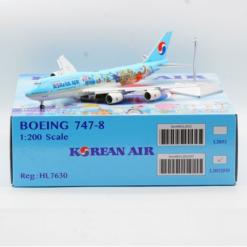 พร้อมส่ง เครื่องบิน SQ Wings 1: 200 โมเดลเครื่องบินโลหะผสม Korean Airlines Boeing B747-8I HL7630 Win
