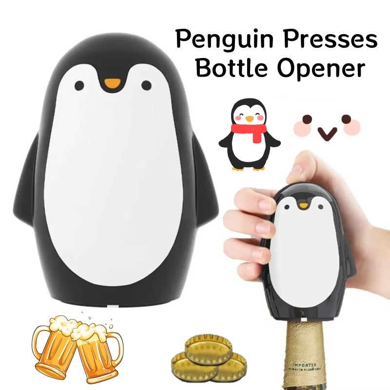 Penguin One Handed ที่เปิดขวดเบียร์พร้อมฝาปิดแม่เหล็กเหมาะสําหรับร้านอาหารบาร์ครอบครัว