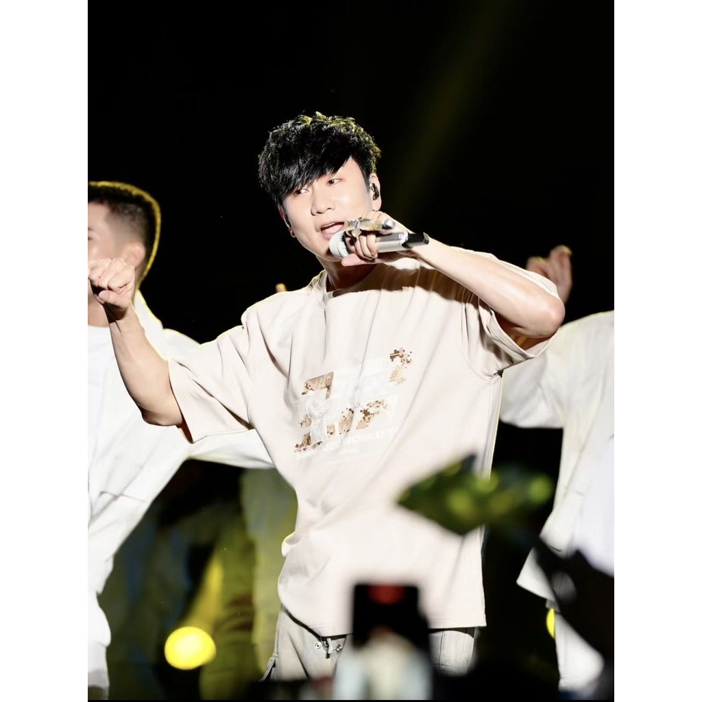 Lin Junjie JJ20 Taiyuan Concert Same Style Moss Code Short Sleeve Pure Cotton Casual Loose T-Shirt T