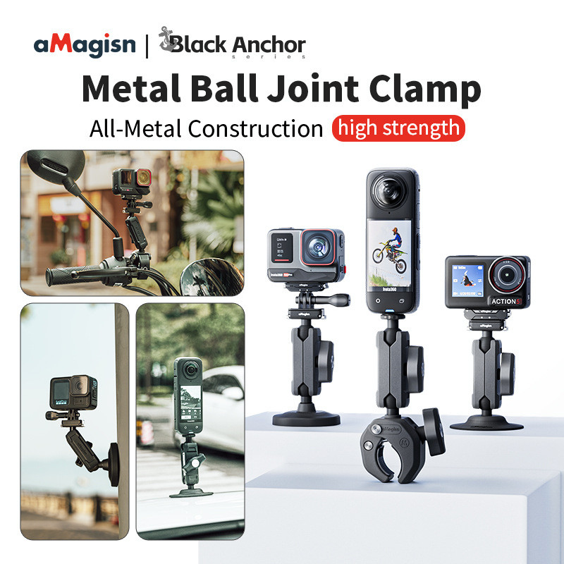 สําหรับ DJI Pocket 3/Action 5 Pro/GoPro Metal Ball Head Arm Clip Bracket Insta360 X5/Ace Pro/GO 3S รถจักรยานยนต์ขี่วงเล็บกีฬากล้องอุปกรณ์เสริม