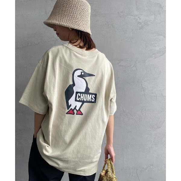 Chums กลับพิมพ์แขนสั้นหลวมสบายๆ Commuting Daily คู่ผ้าฝ้ายเสื้อยืด