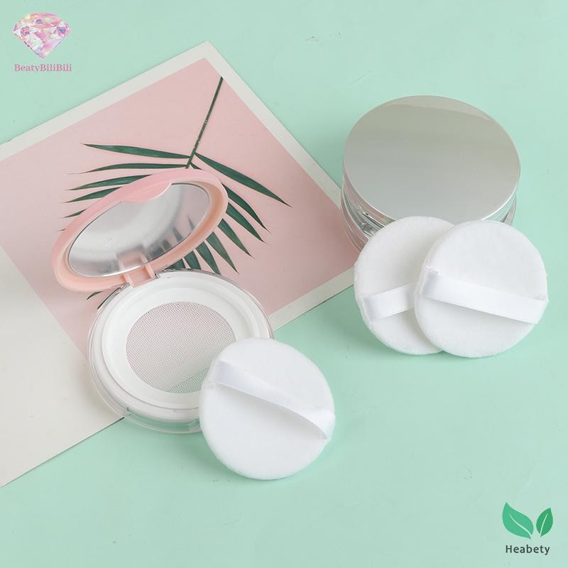 Heabety 3g Ultra-thin Empty Loose Powder Box Pot Makeup Jar Sifter Container Puff Mirror ใหม่