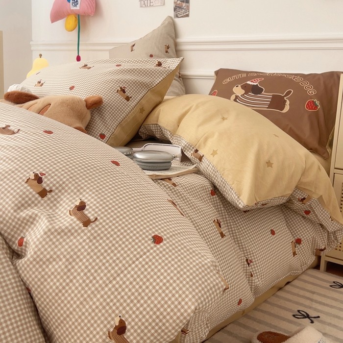 ปลอกหมอนผ้าฝ้าย 100% การ์ตูน Cadar ติดตั้งผ้าปูที่นอนชุด 3 in 1 41in 1 ชุดผ้าปูที่นอนปลอกหมอนเดี่ยว/Queen/King ชุดผ้าปูที่นอน