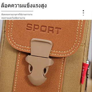 LMกระเป๋าคาดเอว ผ้าแคนวาส มีซิป ใส่โทรศัพท์ได้ เหมาะกับเล่นกีฬากลางแจ้ง สําหรับผู้ชาย