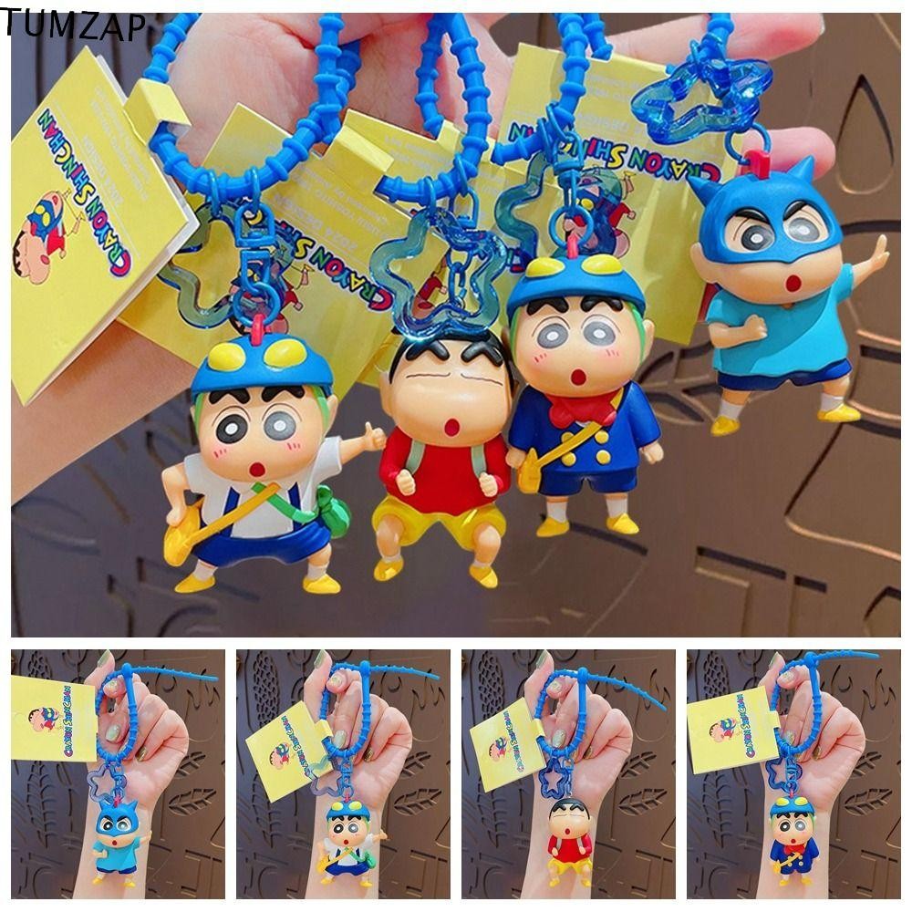 Tumzap Crayon Little พวงกุญแจใหม่, จี้ซูเปอร์ฮีโร่แบบไดนามิกน่ารัก 3D, แฟชั่นการ์ตูนของแท้สร้างสรรค์ตุ๊กตาพวงกุญแจกระเป๋าเป้สะพายหลัง Charm