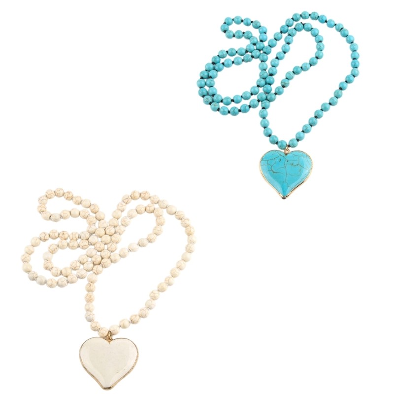 Mya Stylish Bohemian Turquoise Heart Necklace Sweater Chain สําหรับผู้หญิงชุดลําลอง