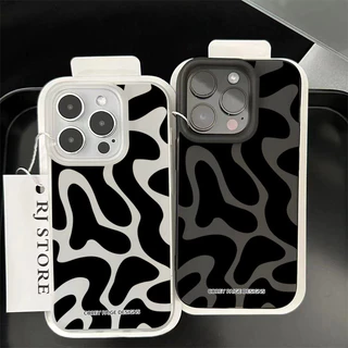 เคส ไอโฟน For iPhone 13 14 15 สากล เคสโทรศัพท์มือถืออะคริลิคใส ลายเส้นสีดำ 11 12 ProMax 7 8Plus X XSMax XR