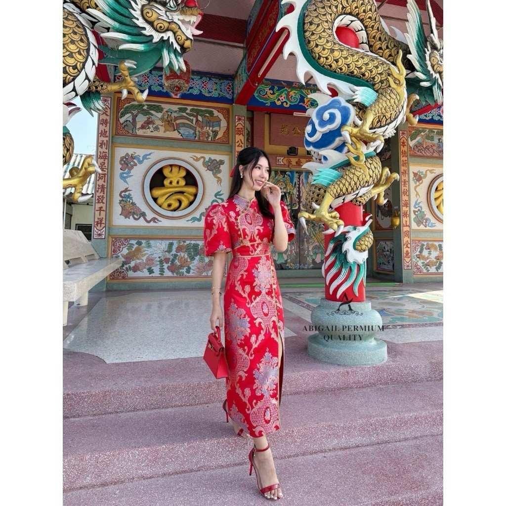 ชุดอาหมวย ABIGAIL BRAND ABG160 ชุดเดรสกี่เพ้าแขนตุ๊กตาคอกุ๊น