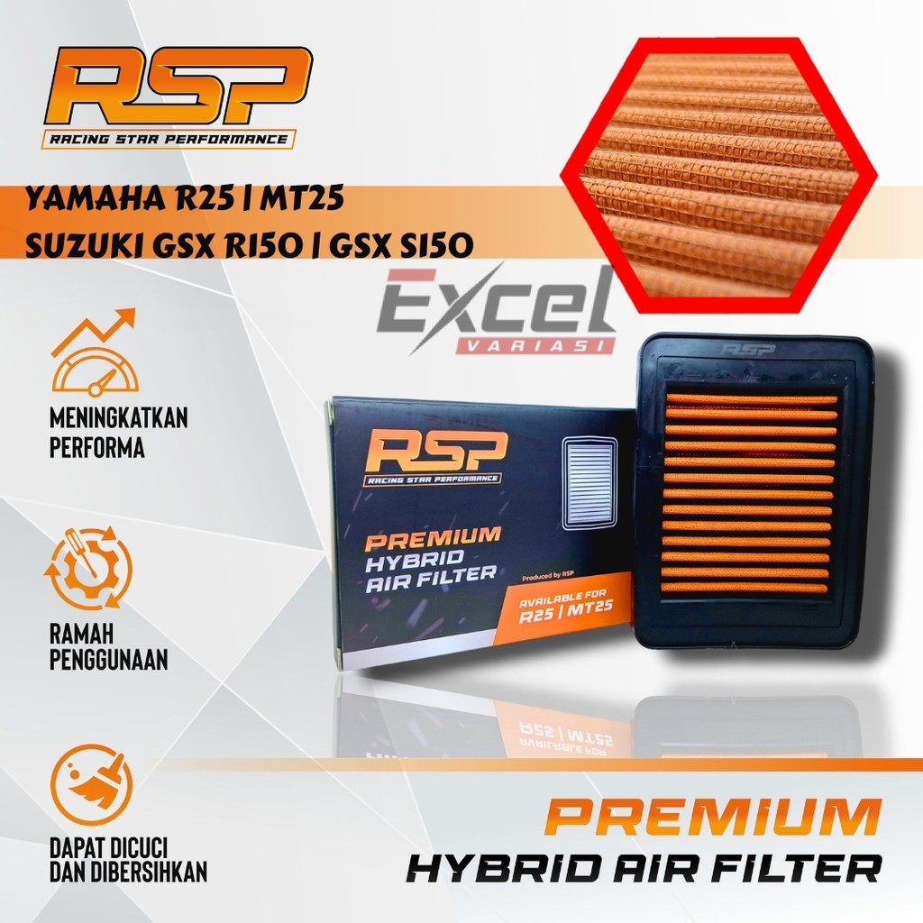 Rsp - กรองอากาศมอเตอร์ไซค์ Yamaha R25 / MT25 - Suzuki GSX R150 / GSX S150