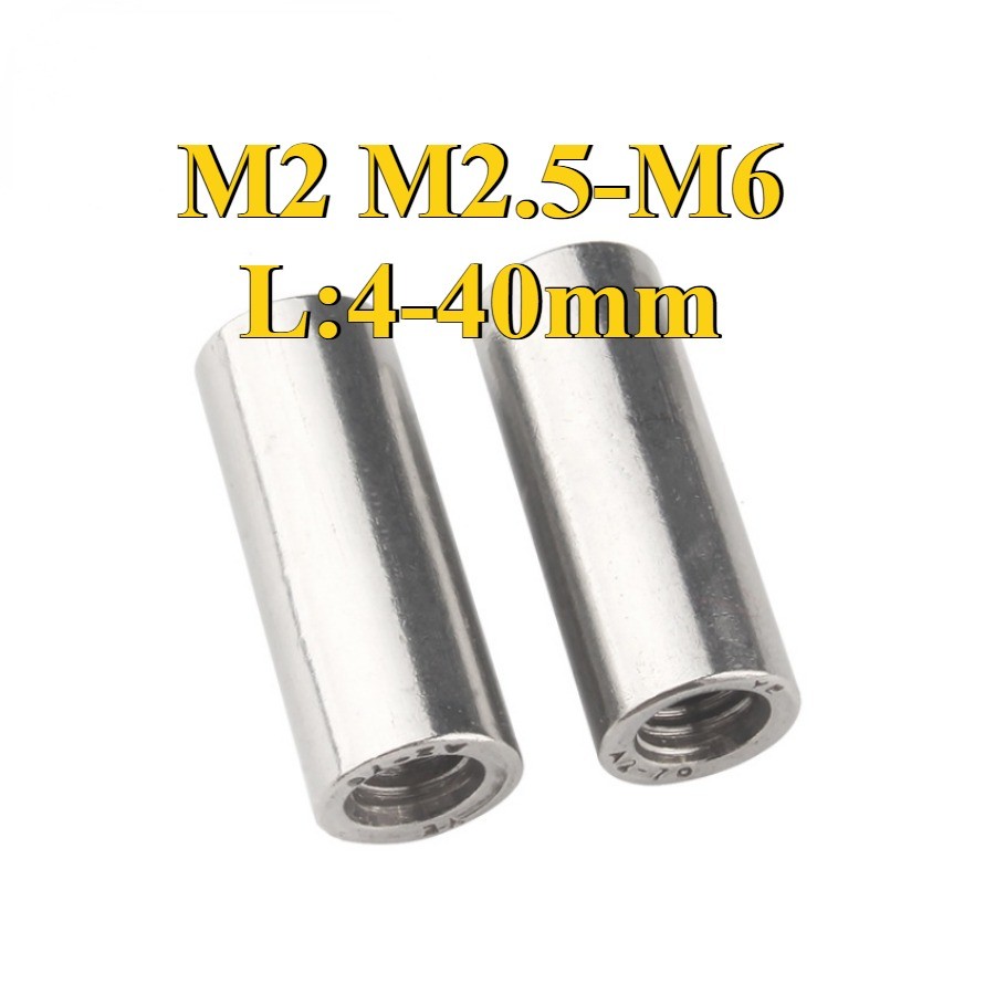 หัวน็อต ทรงกระบอก สแตนเลส304 / Cylindrical Nuts Extended Round Nuts SUS304 M2/M2.5/M3/M4/M5/M6 (HJC-