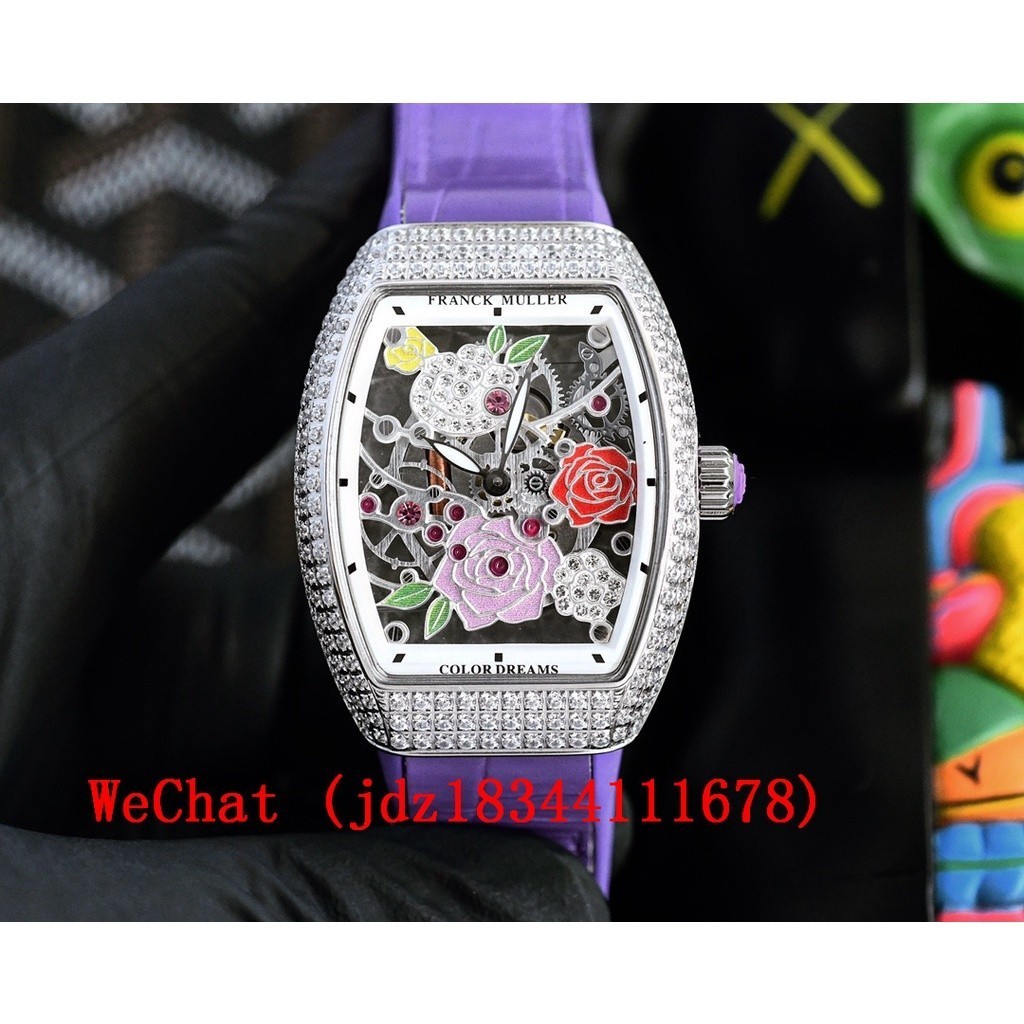 Franck Muller V 32 S6 SQT ROSE ขนาด 32*42.3 มม. การเคลื่อนไหวควอตซ์สวิส Ronda นาฬิกาผู้หญิง