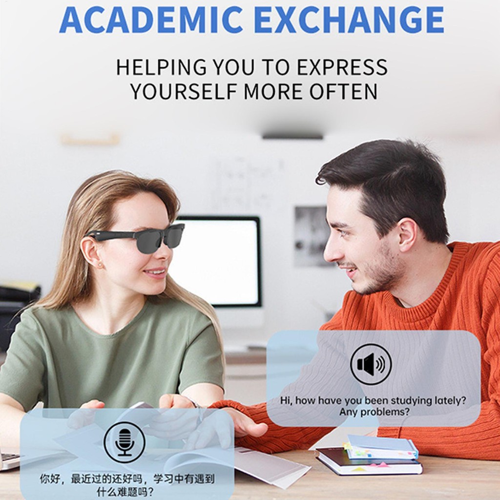 Ai Translator Glasses Real-Time Ai Transmation Eye Glasses ภาษาอุปกรณ์แปล yamyseth