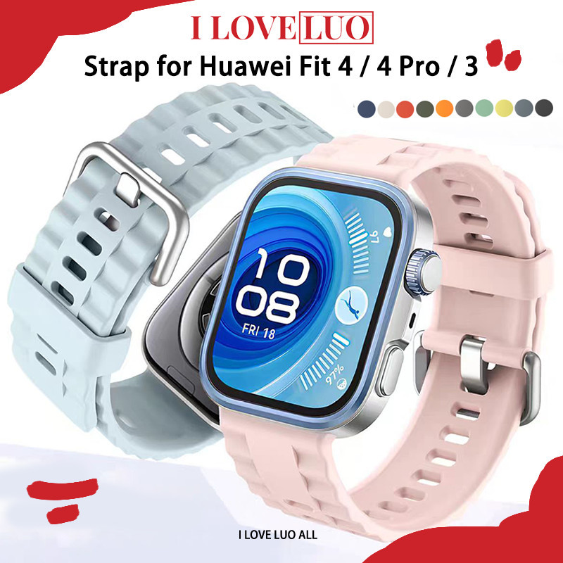 สายซิลิโคน for Huawei Watch Fit 4 / Huawei Watch Fit 4 Pro / Huawei Watch Fit 3 สายรัดข้อมือกีฬายาง for Huawei Fit 3